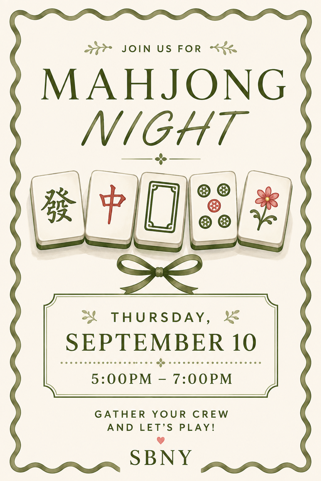 Mahjong Nigh September 10th