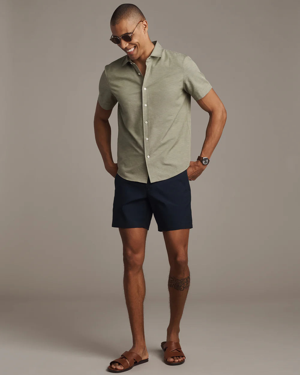 Rhone Brezza Linen-Blend Short Sleeve Shirt
