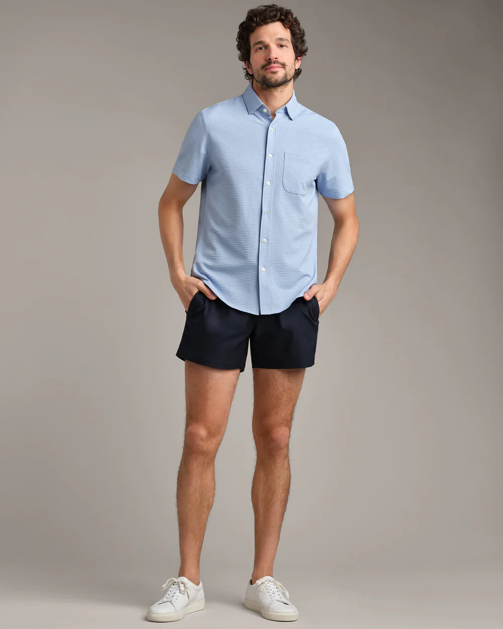 Rhone Commuter Seersucker Short Sleeve Button Down
