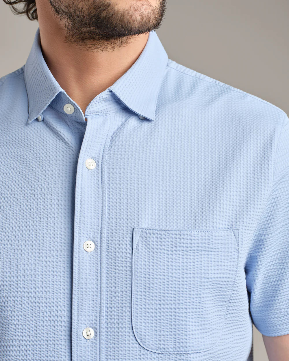 Rhone Commuter Seersucker Short Sleeve Button Down