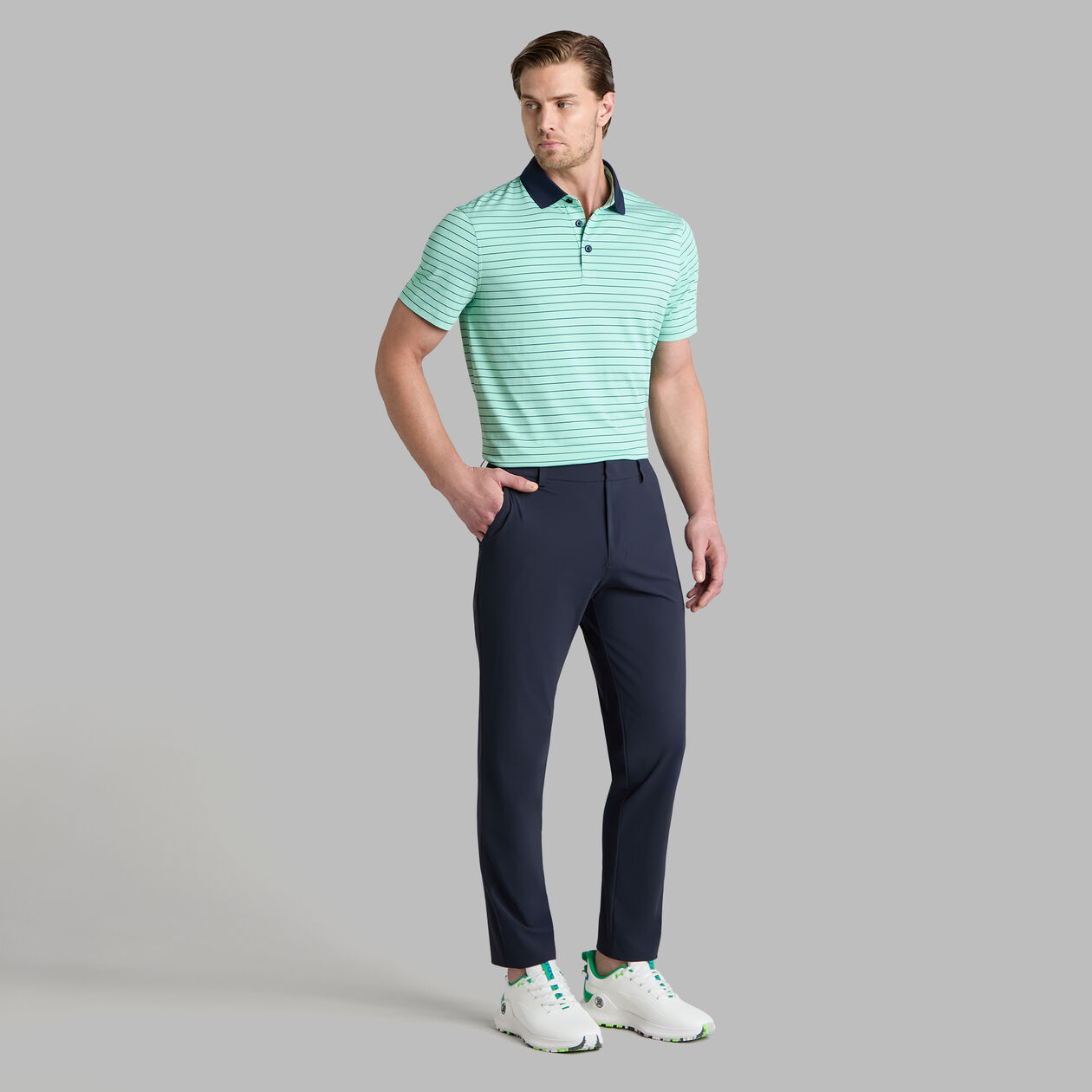 G/Fore Herringbone Stripe Tech Jersey Polo