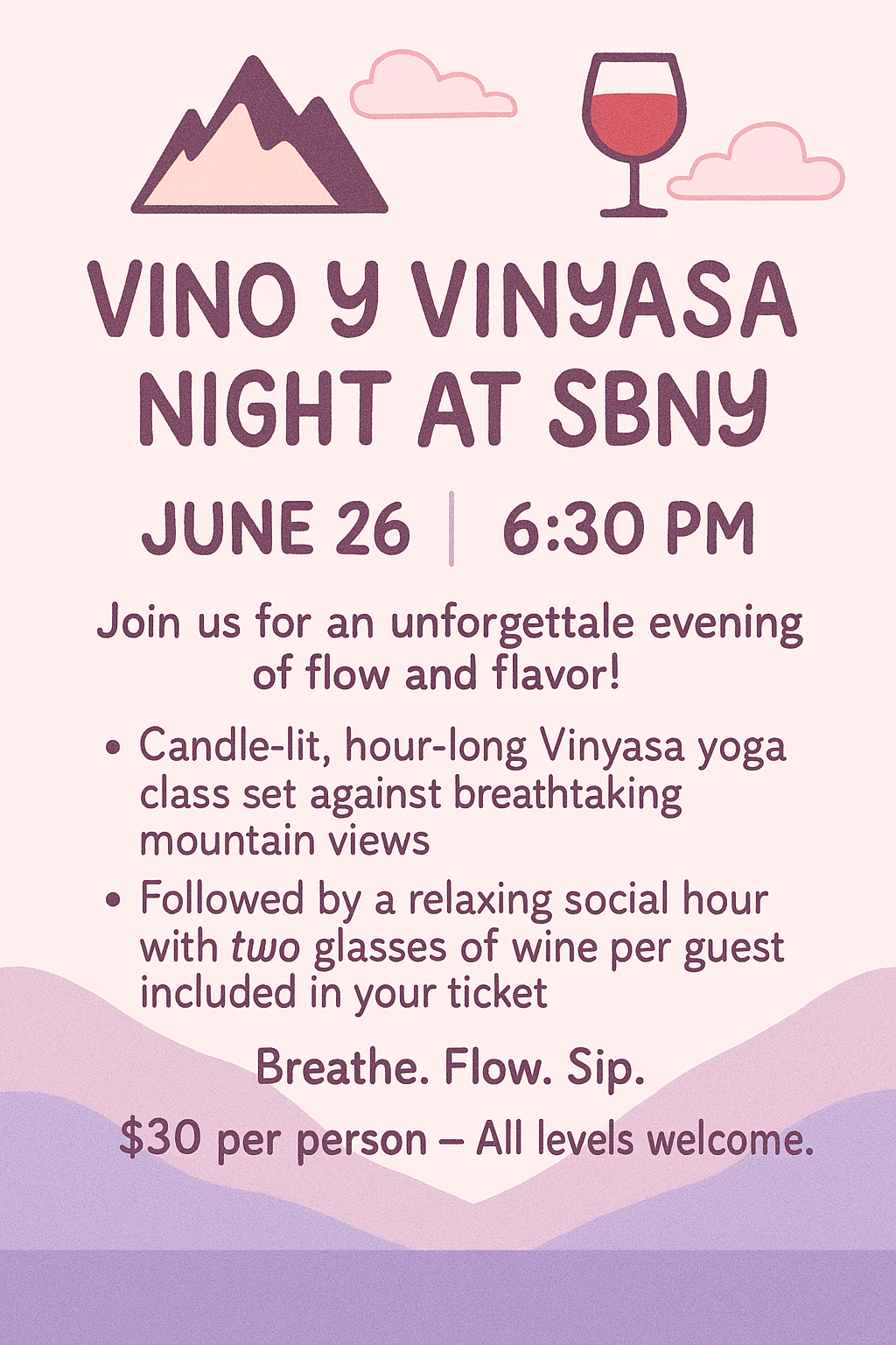 Vino Y Vinyasa Yoga Night - 6/26/25