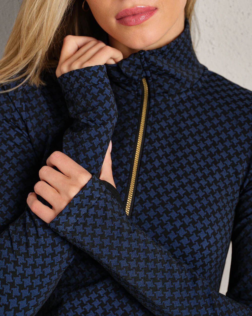 Rhone Après Houndstooth Seamless 1/4 Zip