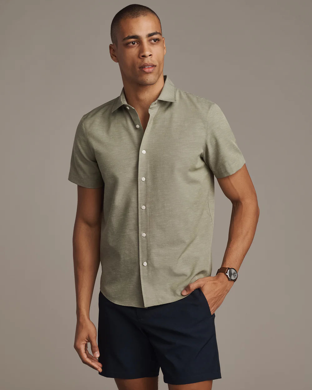 Rhone Brezza Linen-Blend Short Sleeve Shirt