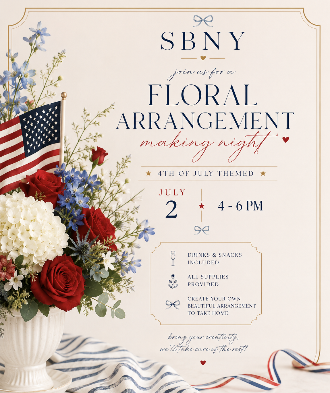 Floral Arrangement Making Night - 4th of July Themed