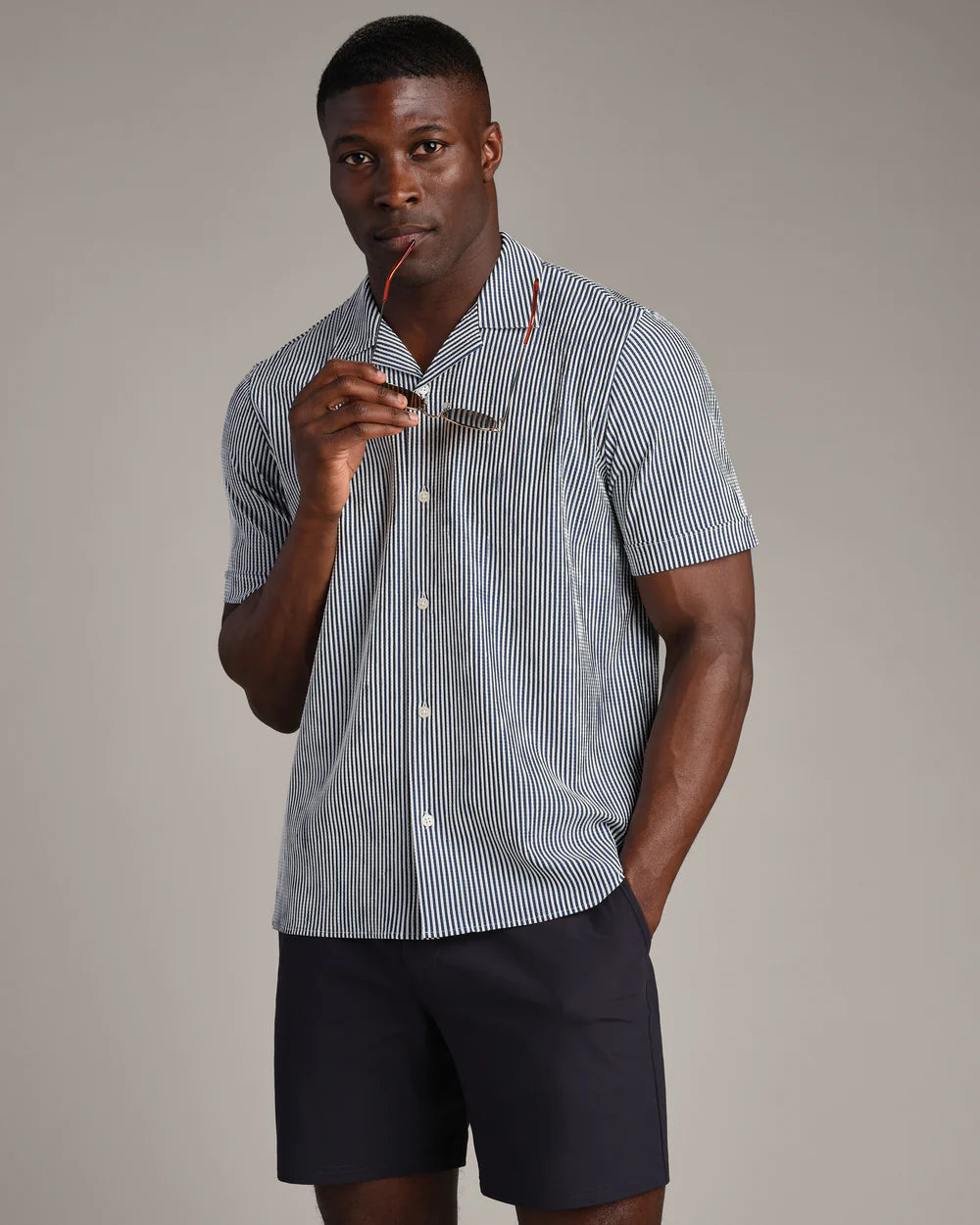 Rhone Commuter Seersucker Camp Collar Shirt