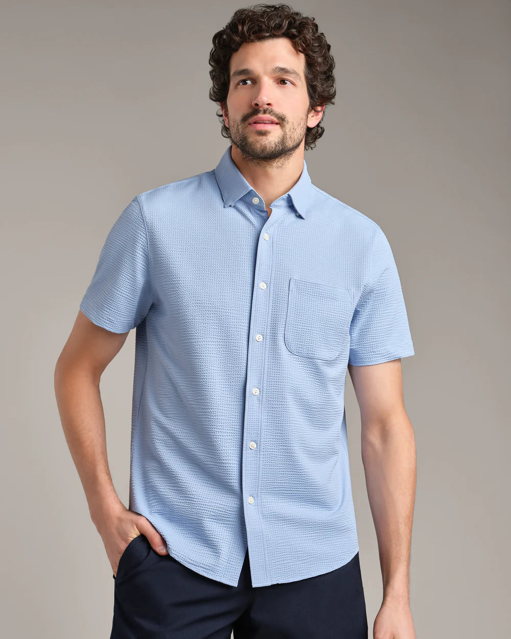 Rhone Commuter Seersucker Short Sleeve Button Down