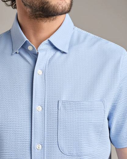 Rhone Commuter Seersucker Short Sleeve Button Down
