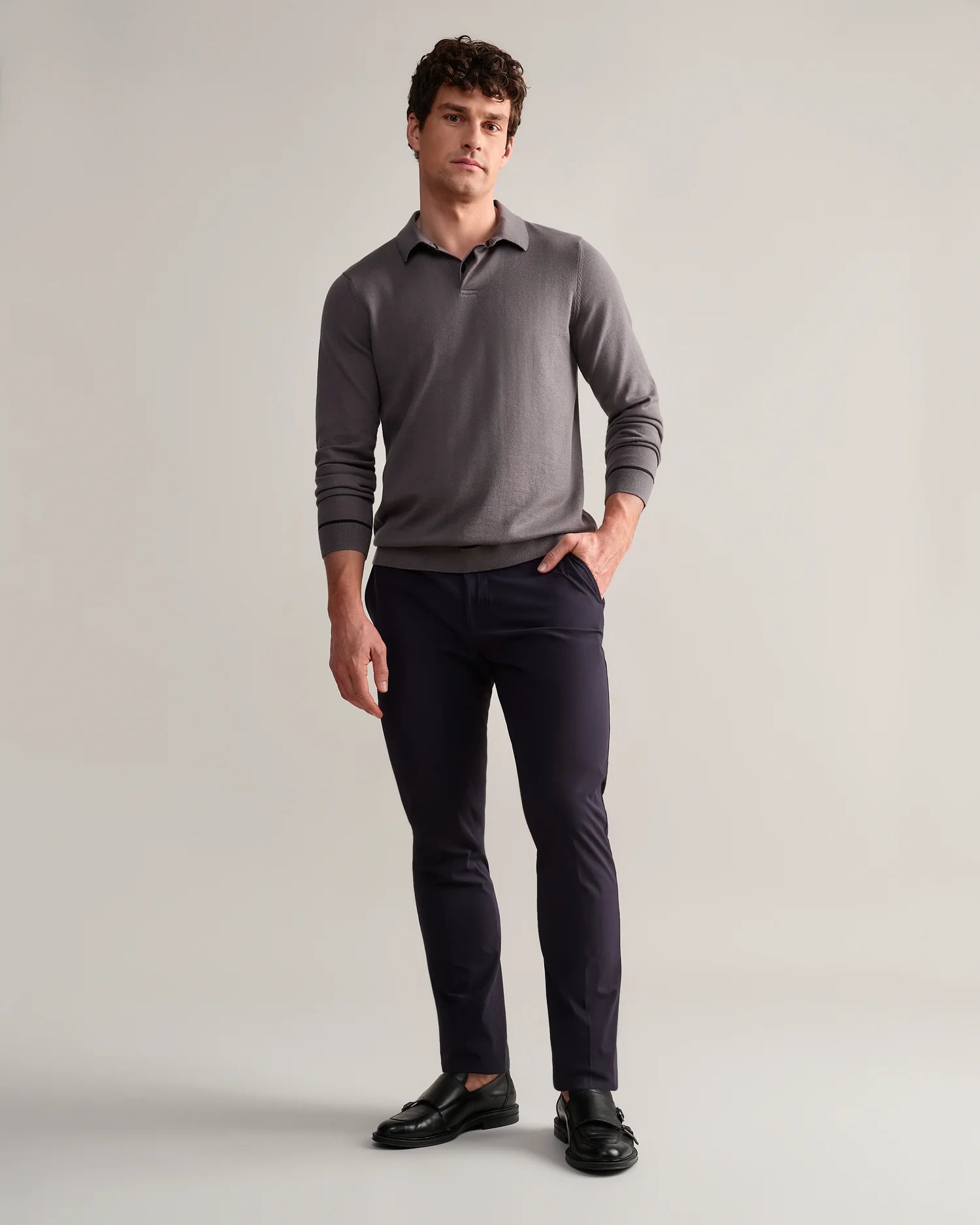 Rhone Compass Knit Long Sleeve Polo