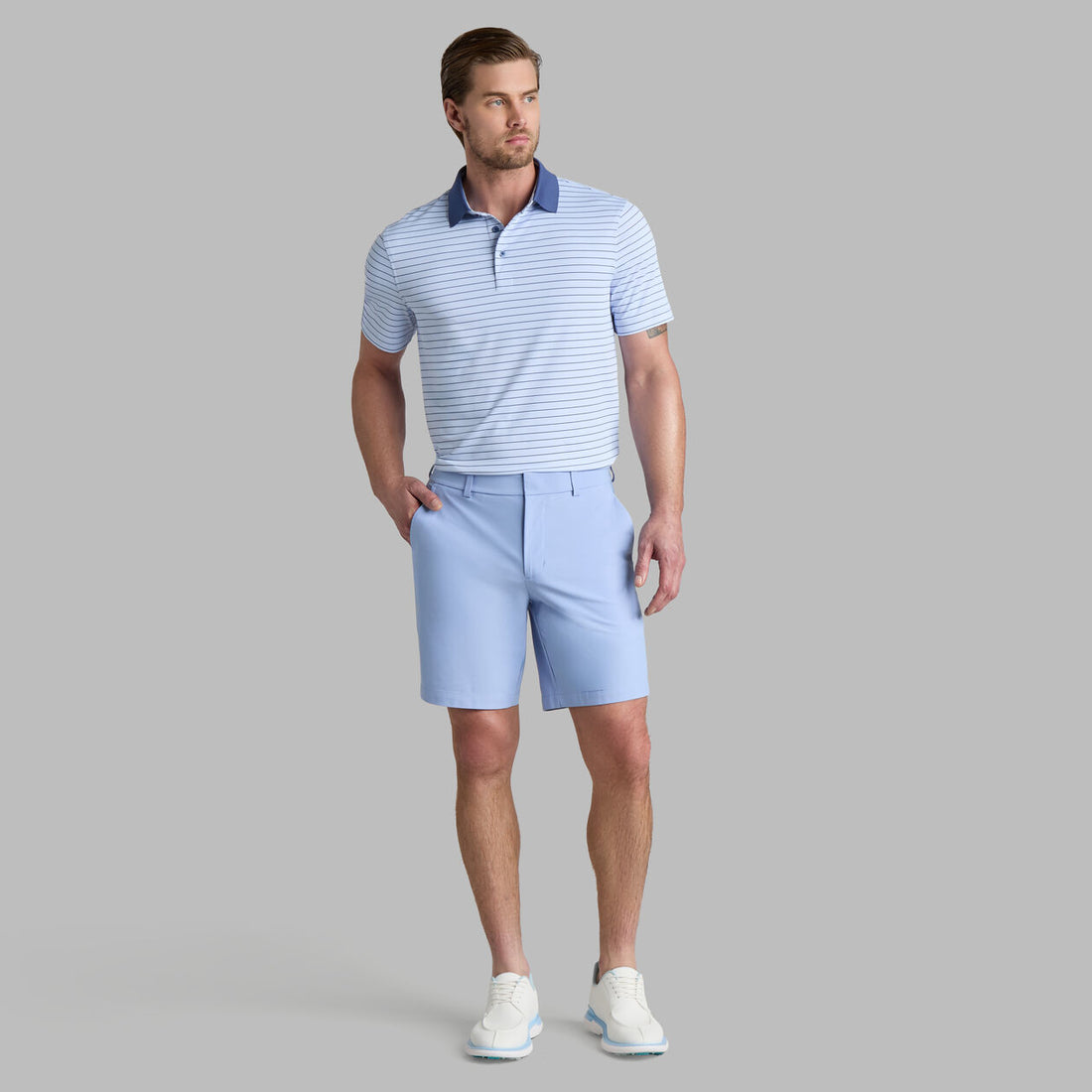 G/Fore Herringbone Stripe Tech Jersey Polo