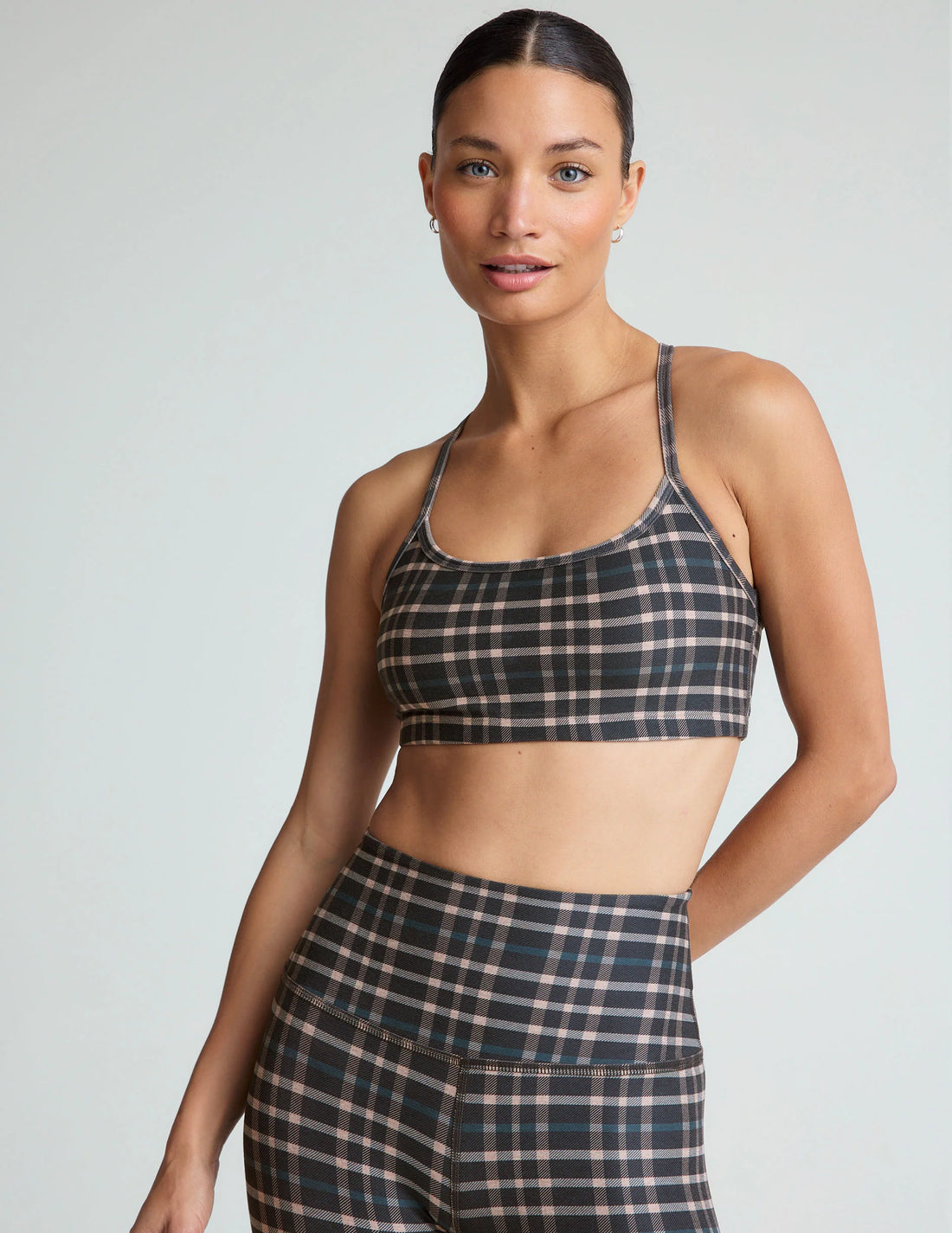 Beyond Yoga Preppy Plaid SoftMark Slim Racerback Bra