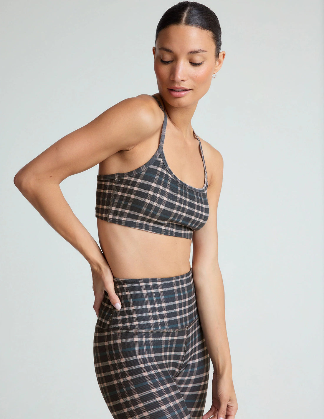 Beyond Yoga Preppy Plaid SoftMark Slim Racerback Bra