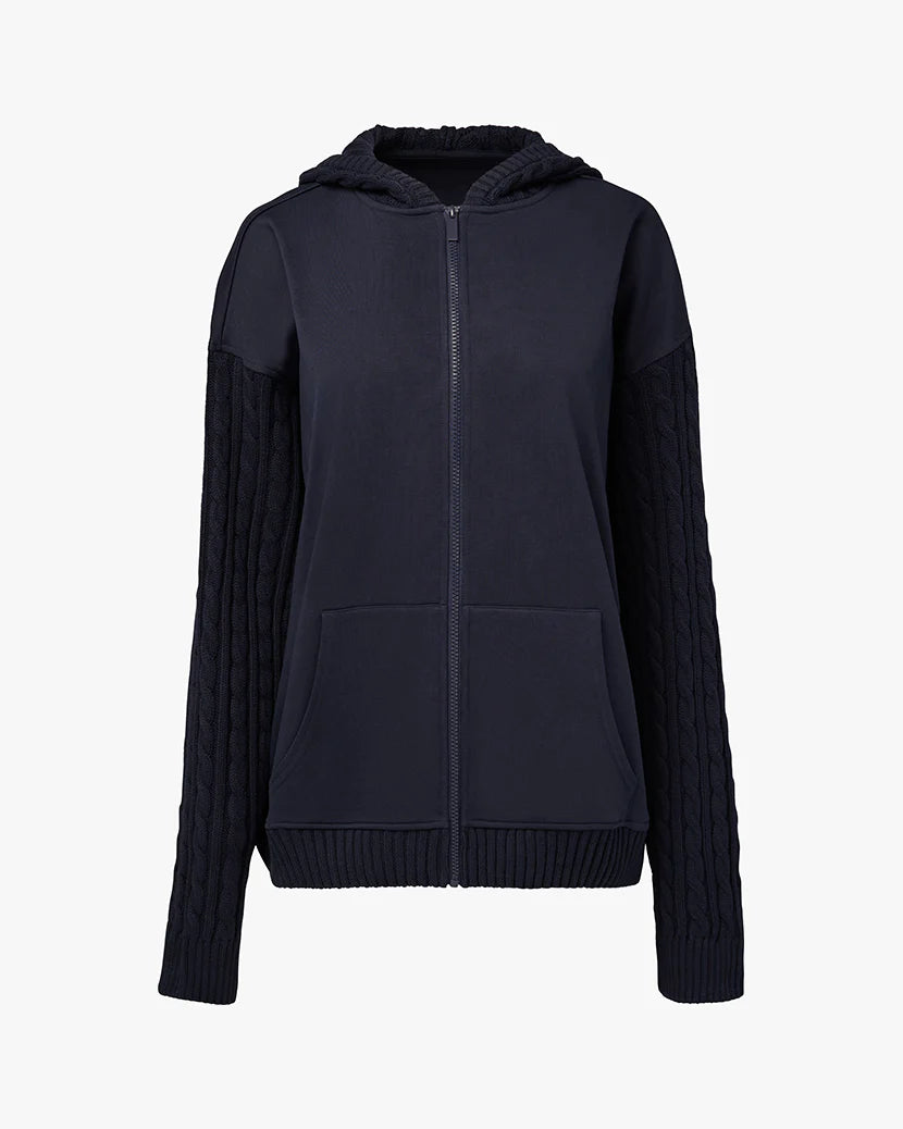 WeWoreWhat Cable Knit Sleeve Zip Up Hoodie