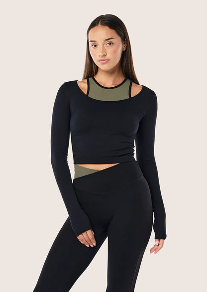 PE Nation Sutton Long Sleeve Cropped Top