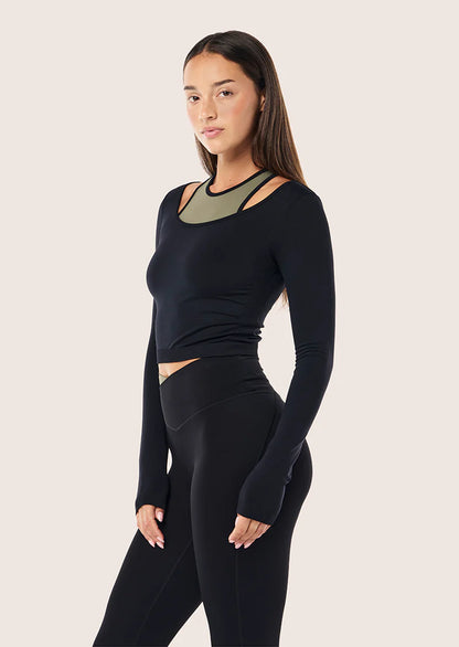 PE Nation Sutton Long Sleeve Cropped Top