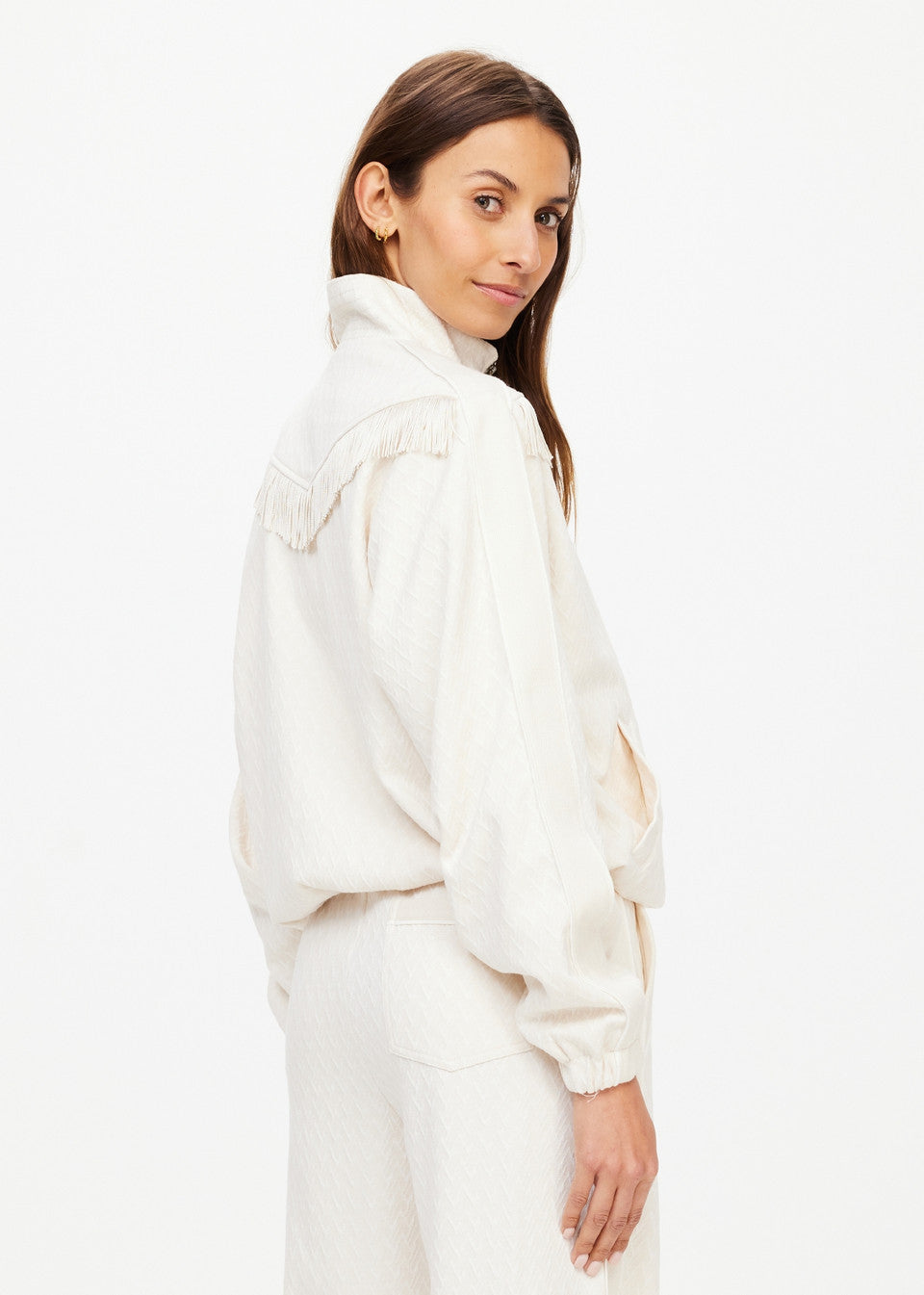 The Upside Bow N Arrow Fringe Zip Jacket