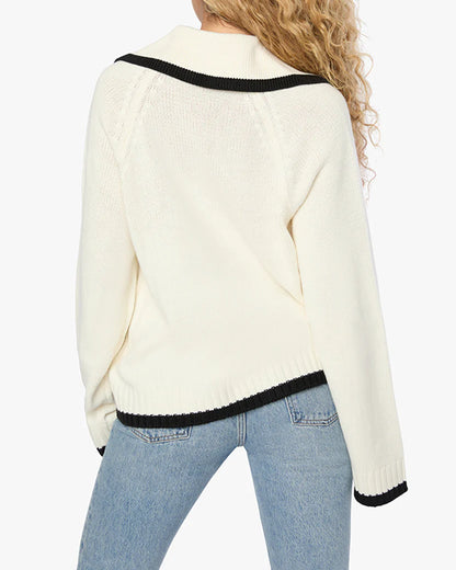 WeWoreWhat Collar V Neck Sweater